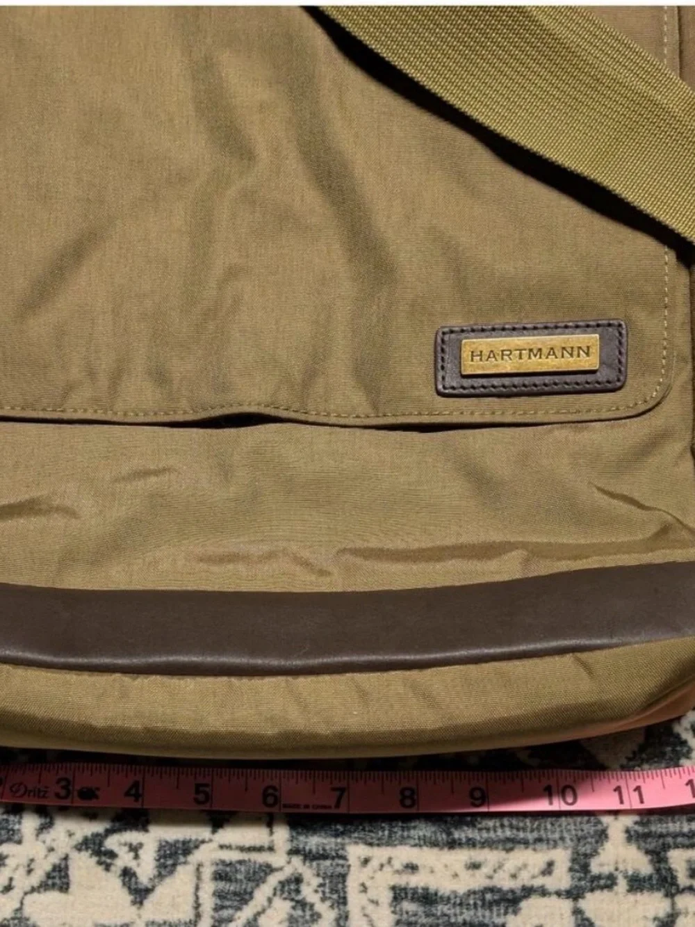 Vintage Hartmann Army Olive Green Brown Canvas Messenger Bag